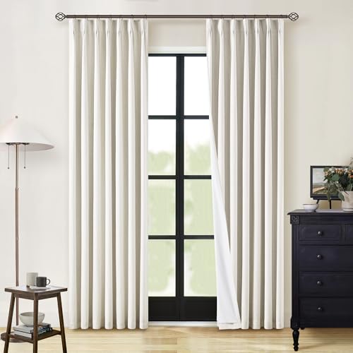 Natural Pinch Pleated Linen Blackout Curtains 84 Inch Length 2 Panels Set - color: Natural Linen, size: 40"W x 84"L (Pack of 2)