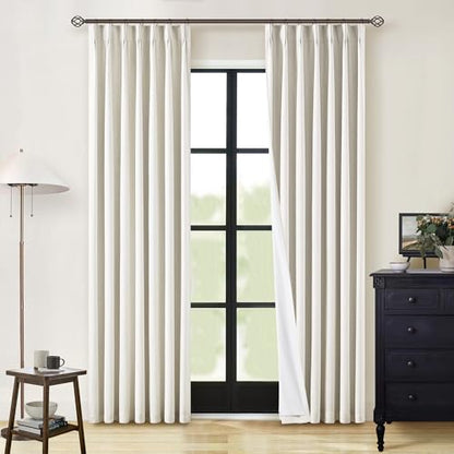 TWODRAPES Natural Linen 100% Black Out Curtains 86 Inches Long 2 Panels Set - color: Natural Linen, size: 40"W x 86"L (Pack of 2)