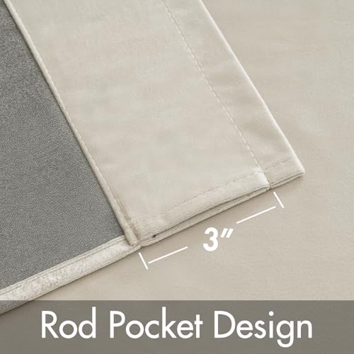 MIULEE Beige Velvet Curtains 84 Inch Long 2 Panels, W40 x L84 | Luxury Super Soft, Thermal Insulated, Room Darkening Drapes, Rod Pocket Design, Window Curtains for Bedroom Living Room - color: Beige, size: 40"W x 84"L (Pack of 2)