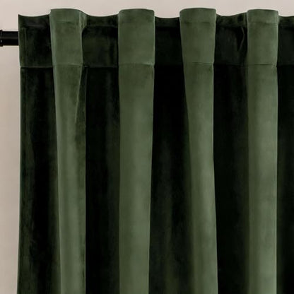 Velvet Blackout Curtains 52" W x 84" L - Olive Green Room Darkening Drapes with Rod Pocket & Back Tab, 2 Panel Set for Bedroom Living Room - color: Rod Pocket |Olive Green, size: 52"W x 84"L (Pack of 2)