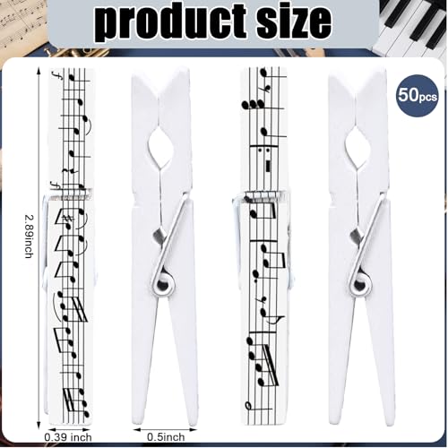 Bucherry 50 Pcs Music Gifts Music Sheet Clips Wooden Sheet Note Holder Clips for Musical Reading Stand Piano Guitar Violin Flute Instrument Player Musician Musical Graduation Teacher Student