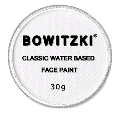 Bowitzki Professional Face Paint Body Paint Water Based Face painting Makeup for Adults Split Cake Single Color 30g Halloween Christmas Party - White - color: White