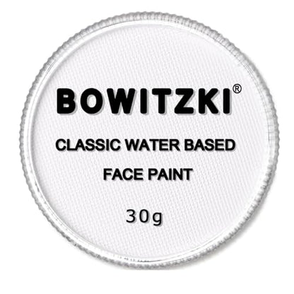 Bowitzki Professional Face Paint Body Paint Water Based Face painting Makeup for Adults Split Cake Single Color 30g Halloween Christmas Party - White - color: White
