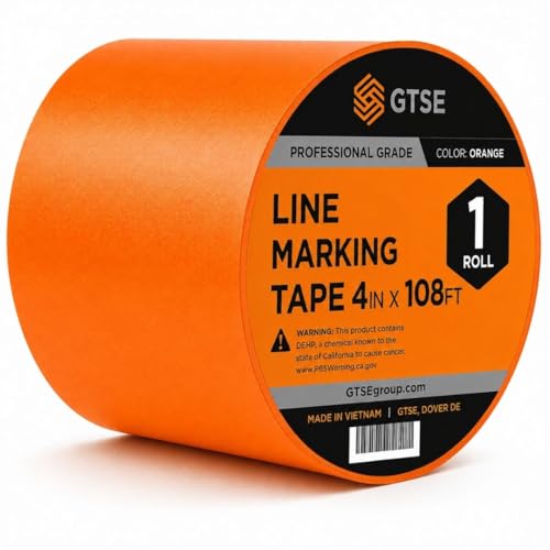 GTSE - Orange Vinyl PVC Floor Tape 4 inch x 108ft Safety Marking Tape | Safety Marking Tape for Gyms, Warehouses & Dance Floors - Durable Vinyl, High Visibility - color: Orange, size: 4" x 108 ft