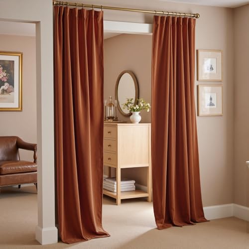 Lazzzy Brown Blackout Velvet Curtains 84 Inch Length Pinch Pleated Thermal Insulated Room Darkening Drapes Luxury Back Tab Drapes for Bedroom Living Room 2 Panels, 52 x 84 Inch, Caramel - color: Caramel, size: 52"W x 84"L (Pack of 2)