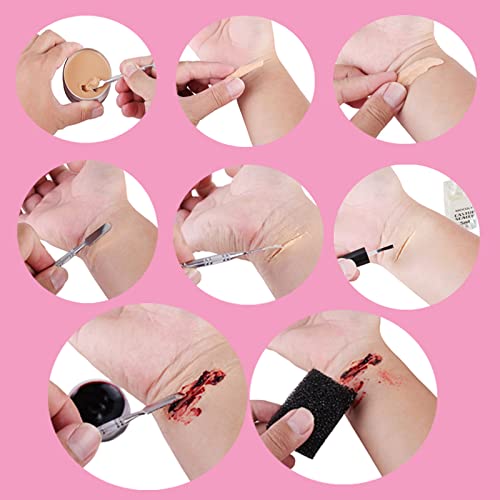 MEICOLY SFX Makeup Kit Scars Wax,Fake Blood Spray(2.1Oz) Halloween Special Effects Wound Wax(1.67Oz) with Spatula,Stipple Sponge,Coagulated Blood Gel(1.06Oz),5ml Castor Sealer,Scary Clown Makeup 01 - color: 1 pcs Modeling Wax Set 01