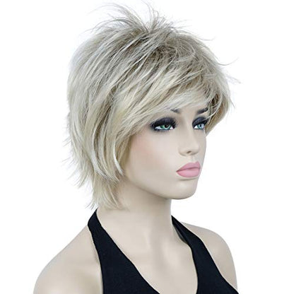 Lydell Short Layered Shaggy Wavy Full Synthetic Wigs (R12-26 Blonde Mix) - color: R12-26 Blonde Mix