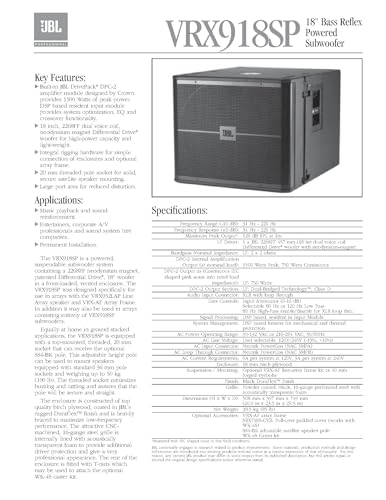 JBL Professional VRX918SP High-Power Powered Flying Subwoofer, 18-Inch - color: Black, size: 18-inch Powered Subwoofer