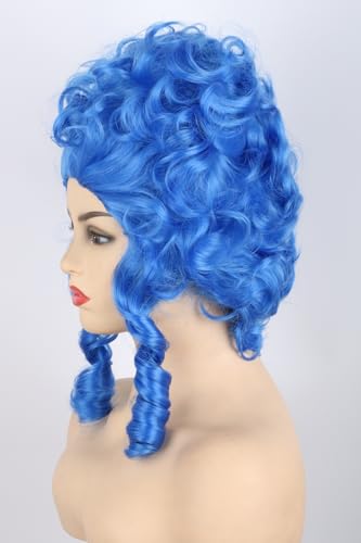 Topcosplay Blue Short Colonial Wig Halloween Costume Cosplay Wigs for Women Girls Bouffant Baroque Beehive Wig - color: Blue