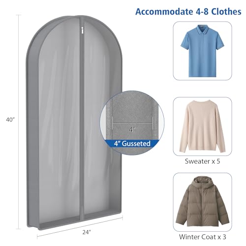 Zilink Suit Bags for Closet Storage Clear Mink Coat Storage Bag 40 in, Grey - size: 40"-4pcs