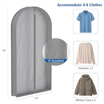 Zilink Suit Bags for Closet Storage Clear Mink Coat Storage Bag 40 in, Grey - size: 40"-4pcs