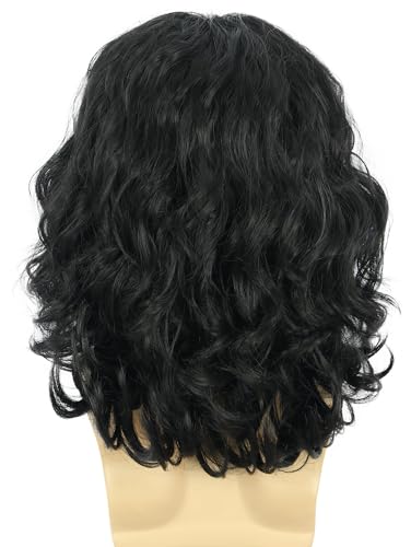 karlery California 70s 80s Rocker Wig Men Women Long Curly Black | Halloween Costume Wig - color: Black