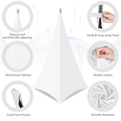 Speaker Stand Cover-Speaker Cloth with 360 Degree Cover, Speaker Tripod Scrim Cover for Speaker/Lighting with Free Travel Bag, 4 Pack White - color: white, size: 4-pack