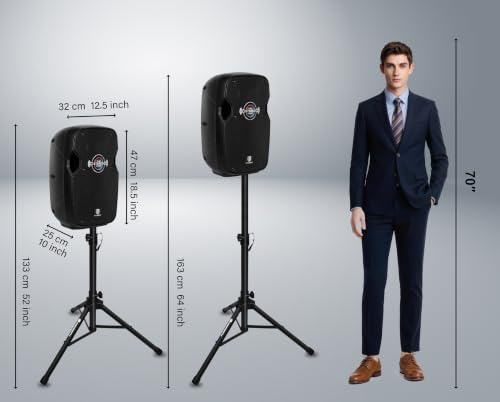 PRORECK Impact 10 10-Inch Stereo Speakers, 800W Peak Power Bluetooth PA Speaker System with Wired Microphone, Speaker Stands & Remote – Portable DJ Speaker for Parties, Events, Karaoke, Outdoor Use