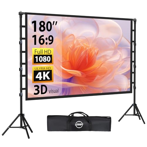 180 Inch Projector Screen with Stand, Portable Outdoor Movie Screen - size: 180"(152" x 118")