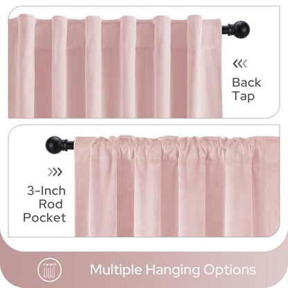 HOMEIDEAS 100% Blackout Velvet Curtains Pink 108'' 2 Panels for Bedroom - color: Pink, size: 52"W x 108"L (Pack of 2)