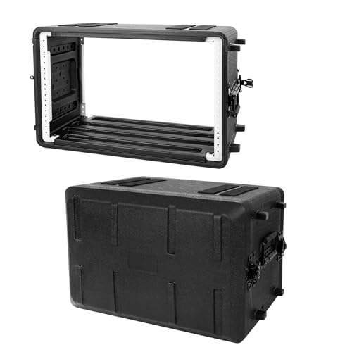 6U Rack Molded Pro-Audio PA DJ Flight Case - 17" Depth, Waterproof, Hard Protective Case with Customized Foam, Wireless Mic Storage - size: 6U 17" Deep
