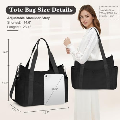 Geestock Tote Bag for Women, Lightweight Large Work Tote Bag, Nurse Handbag Multi-pocket Shoulder Crossbody Tote Bags - color: Black