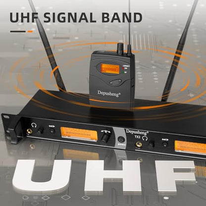 Depusheng TX2 Wireless in Ear Monitor System, 2-Channel Wireless IEM System, Metal IEM w/ 2 Bodypacks, Rack Mount - size: TX2