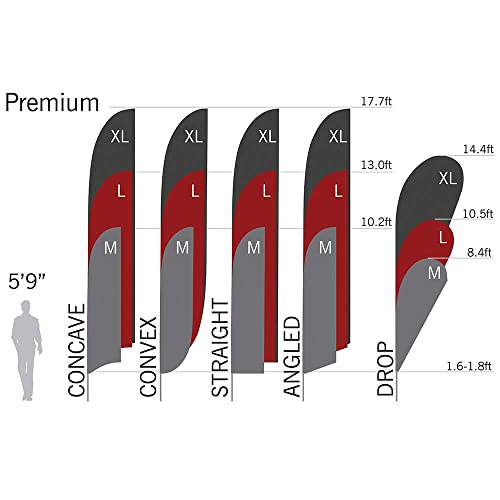 Premium Large Feather Flag Pole Set – Swooper Flag Pole Set Includes (5) Poles, (1) Cross Base & Weight Bag, and (1) Carrying Bag – Fits 2.6ft x 11.2ft Feather Flags (No Flag Included) - size: Premium/Cross Base + Weight Bag