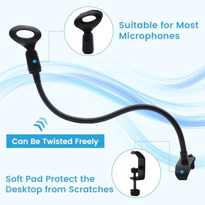 Microphone Stand, Mic Arm Mic Stand Desktop Mount With Clip Flexible Gooseneck for Podcast Gaming Streaming Radio Studio Meetings Lectures