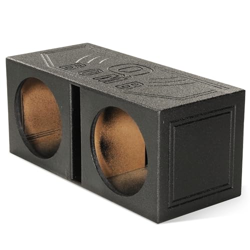 Q Power 12" Dual Subwoofer Box, High-Performance Vented Speaker Enclosure | Car Audio and Sound System Accessories - Portable Equipment for Subwoofers, Black - style: Vented