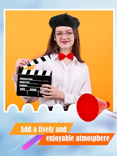 8 Pcs Movie Director Costume Accessories Hat Bowtie Clapboard Megaphone Movie Theater Costume for Adult Halloween Dress Up Career Day Party