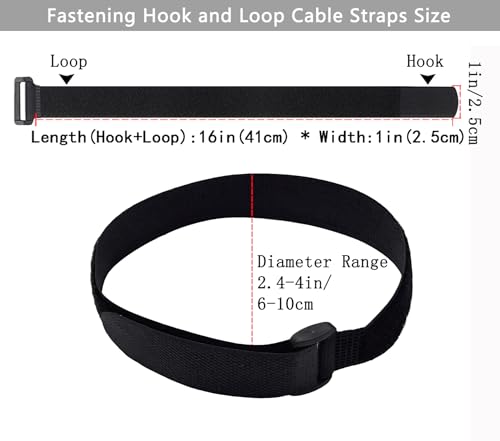12 Pack(16x1 Inch) Reusable Fastening Cable Straps,Cinch Straps | Adjustable Multi-Purpose Hook and Loop Straps with Buckle,Nylon Cable Ties,Cord Ties Organized Tidy for Wire Cable Management - size: 16'' x 1'' (Black)