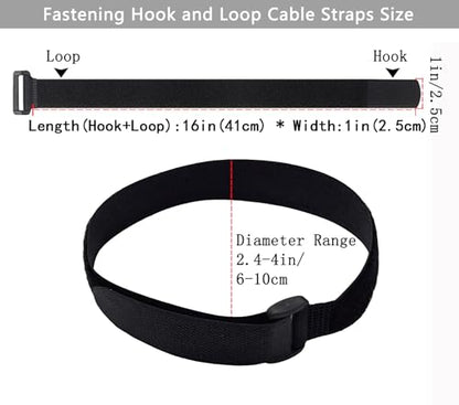12 Pack(16x1 Inch) Reusable Fastening Cable Straps,Cinch Straps | Adjustable Multi-Purpose Hook and Loop Straps with Buckle,Nylon Cable Ties,Cord Ties Organized Tidy for Wire Cable Management - size: 16'' x 1'' (Black)