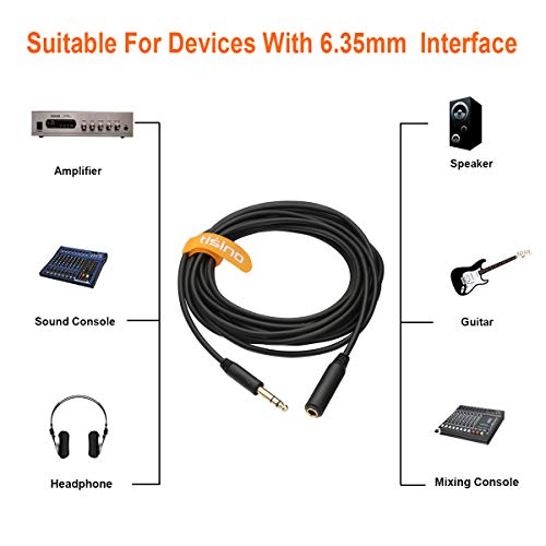 Tisino 1/4" TRS Extension Cable, 1/4" Headphone Cord Extender, 10 FT | 6.35mm Headphone Extension Cable for Guitar, Amp, Speaker, Gold-Plated 1/4" TRS Male to Female Quarter Inch Audio Jack Cord - size: 10 feet