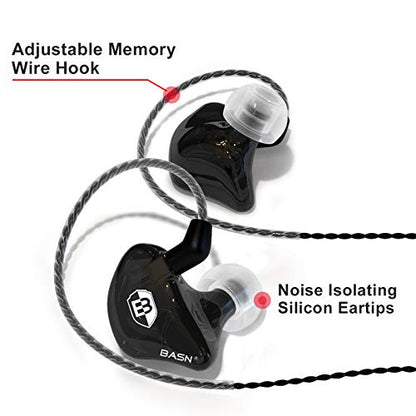 BASN Bsinger BC100 in Ear Monitor Headphones Universal Fit Noise Isolating IEM Earphones for Musicians Singers Studio Audiophiles (Black) - color: Black