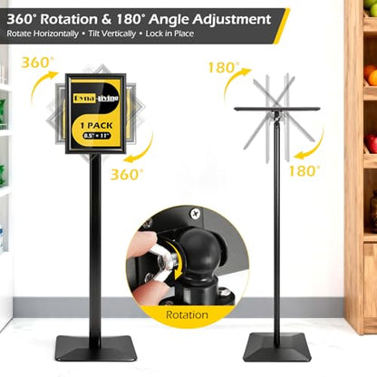 Dyna-Living Sign Holder Stand 8.5 x 11 Inch Sign Stands for Display, 1 Pack Heavy-duty Pedestal Sign Holder, Adjustable Floor Standing Signs Holders, Poster Holders Stand for A4 Advertising - size: 8.5'' x 11''-1 Pack