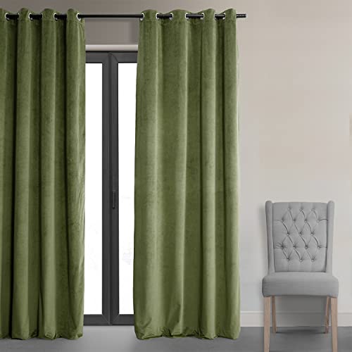 HPD Half Price Drapes Signature Grommet Blackout Velvet Curtains 108 Inches Long Heat & Full Light Blocking Blackout Curtains for Bedroom & Living Room (1 Panel), 50W x 108L, Basque Green - color: Basque Green, size: 50"W x 108"L (Pack of 1)