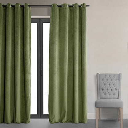 HPD Half Price Drapes Signature Grommet Blackout Velvet Curtains 108 Inches Long Heat & Full Light Blocking Blackout Curtains for Bedroom & Living Room (1 Panel), 50W x 108L, Basque Green - color: Basque Green, size: 50"W x 108"L (Pack of 1)