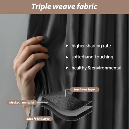 Room Divider Curtains with Ceiling Curtain Track Set Window Curtain for Bedroom,Living Room Total Blackout Thermal Insulated Privacy Ceiling Track Curtain W 12 × H 8 FT Black drape&Black track - color: Black, size: 144"W x 96"L (Pack of 1)