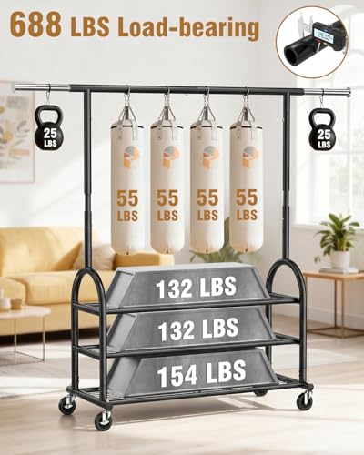 EAGMAK Rolling Clothes Rack Heavy Duty Clothing Racks with 3 Shelves, Black - color: Black, style: 3 Shelves