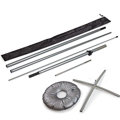 Premium Large Feather Flag Pole Set – Swooper Flag Pole Set Includes (5) Poles, (1) Cross Base & Weight Bag, and (1) Carrying Bag – Fits 2.6ft x 11.2ft Feather Flags (No Flag Included) - size: Premium/Cross Base + Weight Bag