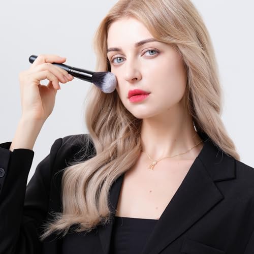 DUcare Makeup Brushes 15Pcs Premium Synthetic Kabuki Makeup Brush Set, Professional Foundation Concealers Powder Blush Blending Face Eye Shadows Black Brush Sets - color: black nobag