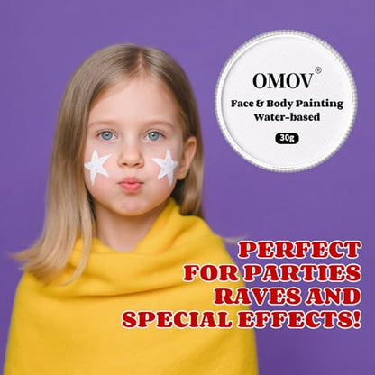 White Face Paint 30g (1oz) Non-Toxic, Water Activated Face Painting Kit for Kids Adults, SFX Makeup Facepaint Palette for Halloween vampire, Christmas , Cosplay, Theater Party, Joker Costume - color: White-30g