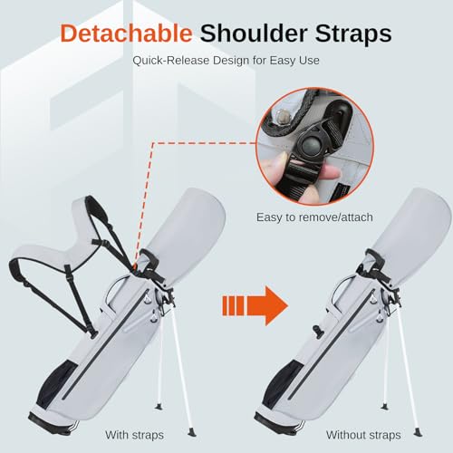 Lightweight Golf Stand Bag, 4-Way Full-Length Dividers, Holds Up to 10 Clubs, 3.7 lbs Golf Bag with Dual Straps & Stand for Driving Range, Par 3, and Standard Courses - color: Gray