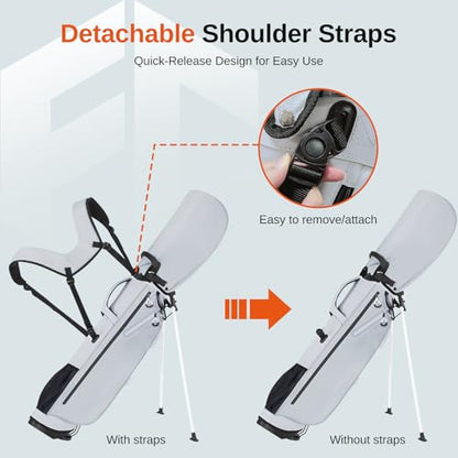 Lightweight Golf Stand Bag, 4-Way Full-Length Dividers, Holds Up to 10 Clubs, 3.7 lbs Golf Bag with Dual Straps & Stand for Driving Range, Par 3, and Standard Courses - color: Gray