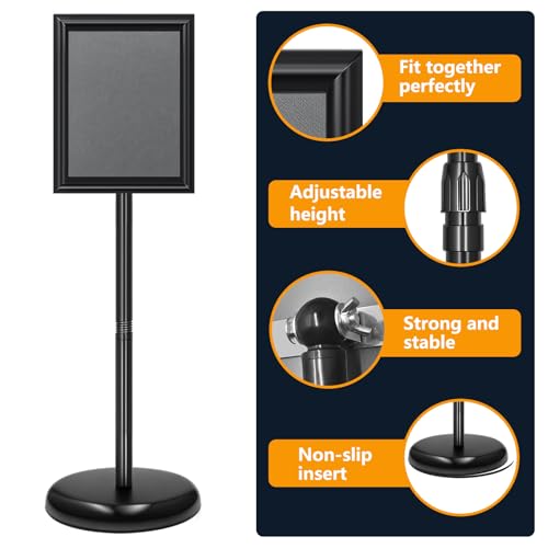 2 Pack Sign Holder Stand 8.5x11 inch, Height Adjustable Floor Standing Signage Stand with 360° Rotated Frame, Outdoor Indoor Poster Stand with Base for Business, advertising, Malls - size: Sign Holder Stand 8.5x11 - 2 Pack
