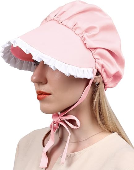 Colonial Bonnet Victorian Hat Sun Cap for Women Tea Party Headwear Rtro Renaissance Costumes - color: Pink