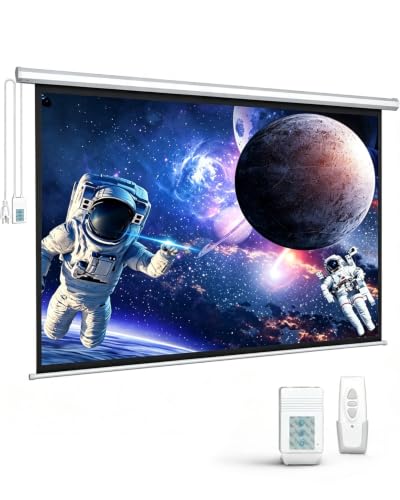 DINAH 100 Inch Electric Projector Screen with Remote | Automatic Air Indoor Drop Down, Motorized, 4K 3D HD Projection, For Movies - size: 100" Diagonal (16:9)