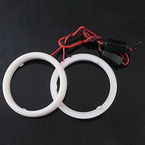 YM E-Bright 70mm White LED Angel Eyes Halo Rings, 1 Pair | Soft cotton-style halo rings with housings create even accent lighting for compatible 12V vehicle headlamps. - size: 70MM