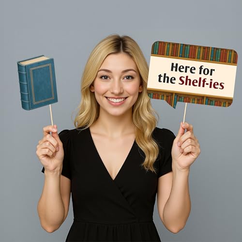 Book Club Photo Booth Props & Literary Party Decorations, Fun Supplies for Reading Groups - 20pcs