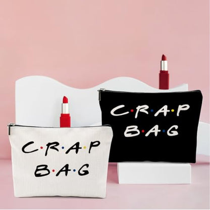 2 PCS Friend Gifts Makeup Bag, Best Friend Birthday Gifts Cosmetic Bag | Funny Friends Theme Cosmetic Bags, Christmas Graduation Friendship Gifts for Women Men Best Friends Mom, Black White - color: Multicolor 0082