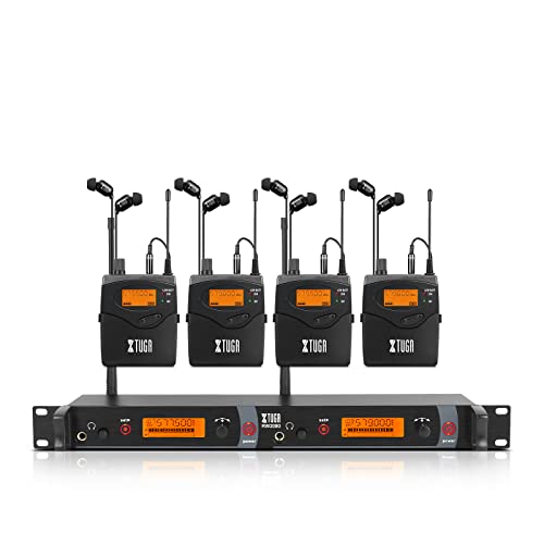 XTUGA RW2080 Wireless in Ear Monitor System,4 Bodypacks UHF IEM(572-599Mhz) - style: RW2080 4 Bodypacks