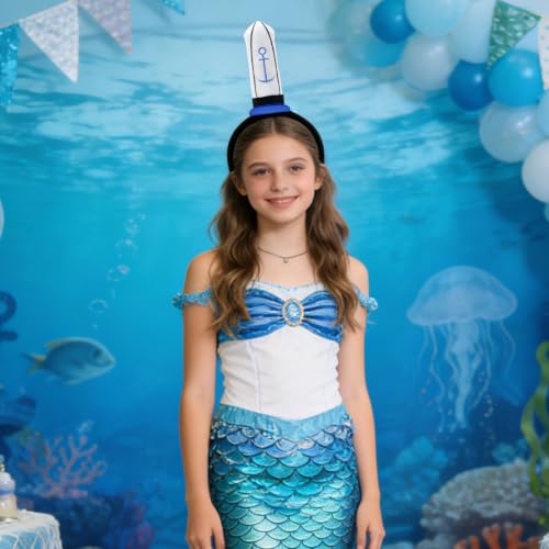 Sailor Hat Costume Headband, Hamburger Restaurant Employee Role Play Navy Anchor Adult Cap for Cosplay, Cartoon Theme Party Accessory for Women and Men