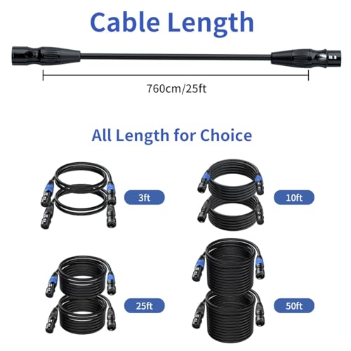 SMALL-EYE 5 Pin DMX Cables 25 ft 2-Pack, 4-Core Male to Female - size: 25 feet -2 Packs